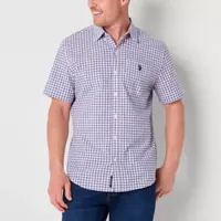 U.S. Polo Assn. No Mens Classic Fit Short Sleeve Plaid Button-Down Shirt