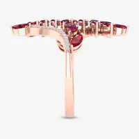 Womens Lead Glass-Filled Red Ruby 10K Rose Gold Bypass Cocktail Ring