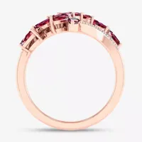 Womens Lead Glass-Filled Red Ruby 10K Rose Gold Bypass Cocktail Ring