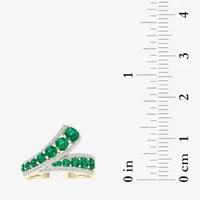 Womens Genuine Green Emerald 10K Gold Bypass  Cocktail Ring