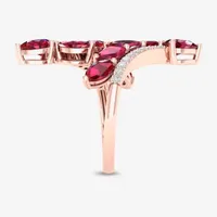 Womens Lead Glass-Filled Red Ruby 10K Rose Gold Bypass  Cocktail Ring