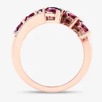 Womens Lead Glass-Filled Red Ruby 10K Rose Gold Bypass  Cocktail Ring