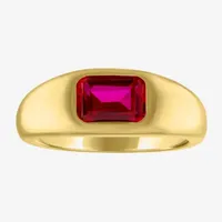 2MM Lab Created Red Ruby 14K Gold Over Silver Band