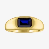 2MM Lab Created Blue Sapphire 14K Gold Over Silver Band