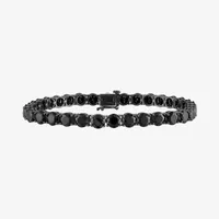 Black Spinel Sterling Silver Round 8 3/4 Inch Tennis Bracelet