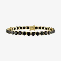 Black Spinel 14K Gold Over Silver Round 8 3/4 Inch Tennis Bracelet