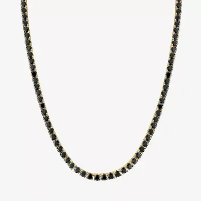 Mens Black Spinel 14K Gold Over Silver Round Tennis Necklaces