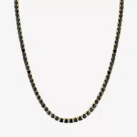 Mens Black Spinel 14K Gold Over Silver Round Tennis Necklaces