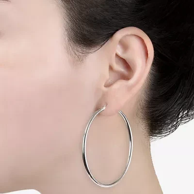 Sterling Silver Large Polished Hoop Earrings