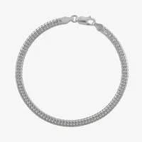Made in Italy Sterling Silver Inch Solid Curb Chain Bracelet