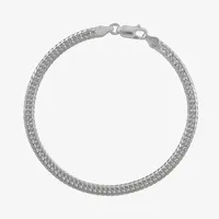 Made in Italy Sterling Silver / Inch Solid Curb Chain Bracelet