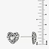 Sterling Silver 11.7mm Heart Stud Earrings