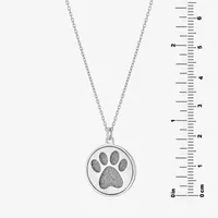 Paw Womens Sterling Silver Round Pendant Necklace