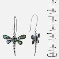 Genuine Abalone Sterling Silver Dragonfly Drop Earrings