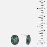 Enhanced Turquoise Sterling Silver Oval Stud Earrings