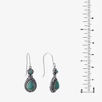 Enhanced Turquoise Oxidized Sterling Silver Teardrop Earrings