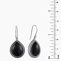 Genuine Black Onyx Sterling Silver Drop Earrings