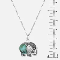 Womens Enhanced Blue Turquoise Sterling Silver Pendant Necklace