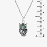 Enhanced Turquoise Sterling Silver Owl Pendant Necklace