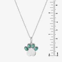 Paw Print Womens Enhanced Blue Turquoise Sterling Silver Pendant Necklace