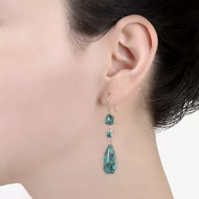 Enhanced Blue Turquoise Sterling Silver Drop Earrings