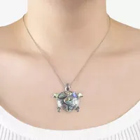 Turtle Womens Genuine Abalone Sterling Silver Pendant Necklace