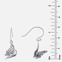 Bali Inspired Sterling Silver Butterfly Drop Earrings