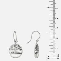 Tree Of Life Genuine White Mother Of Pearl Sterling Silver Round Drop Earrings