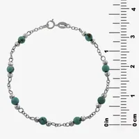 Enhanced Blue Turquoise Sterling Silver Round Beaded Bracelet