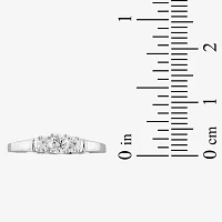 Womens 3/ CT. T.W. White Cubic Zirconia Sterling Silver 3-Stone Promise Ring