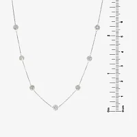 Sterling Silver Crystal Beaded Station Necklace 