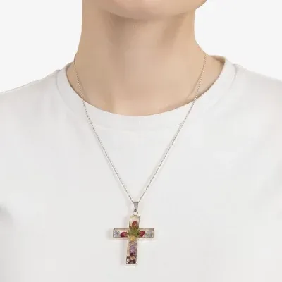 Womens Sterling Silver Cross Pendant Necklace