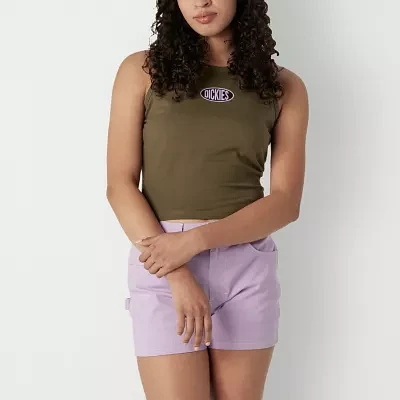 Dickies Cropped Womens Juniors Round Neck Sleeveless Tank Top