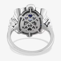 Womens Genuine Purple Tanzanite Sterling Silver Cluster Cocktail Ring