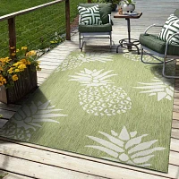 Catherine Pineapples Indoor Outdoor Rectangular Area Rug