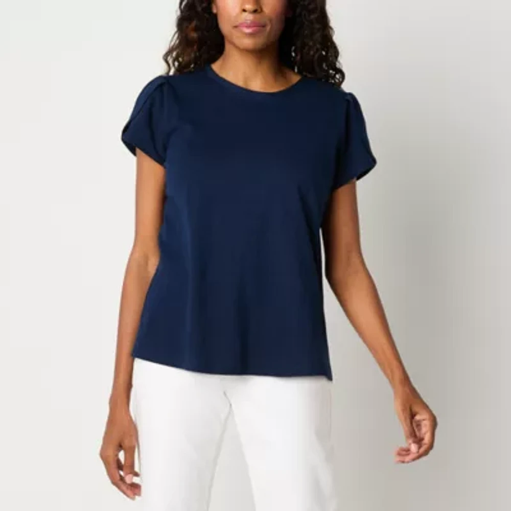 Liz Claiborne Womens Crew Neck Short Sleeve T-Shirt