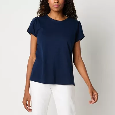 Liz Claiborne Womens Crew Neck Short Sleeve T-Shirt