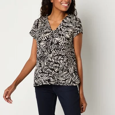 Liz Claiborne Womens V Neck Short Sleeve T-Shirt