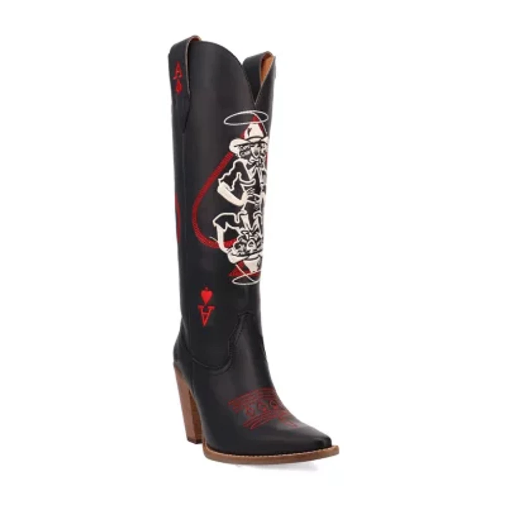 Dingo Womens Ace Of Spades Stacked Heel Cowboy Boots