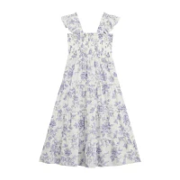 Byer California Big Girls Sleeveless Flutter Sleeve Floral Maxi Dress
