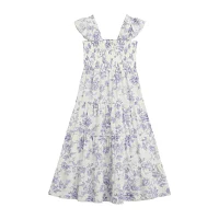 Byer California Big Girls Sleeveless Flutter Sleeve Floral Maxi Dress