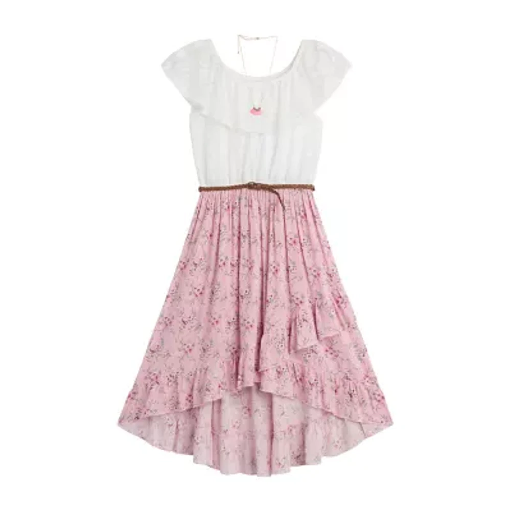 Byer California Big Girls Short Sleeve Off the Shoulder A-Line Dress