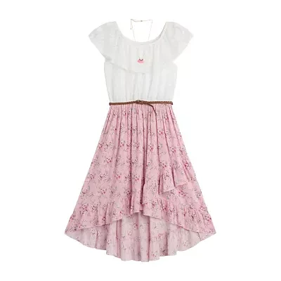 Byer California Big Girls Short Sleeve Off the Shoulder A-Line Dress