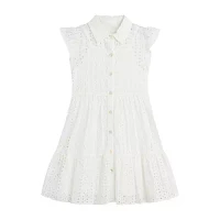 Byer California Big Girls Short Sleeve Flutter Shirt Dress