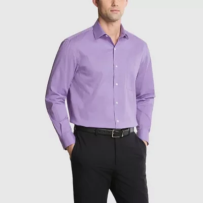 Van Heusen Everyday Defense Mens Regular Fit Stretch Fabric Wrinkle Free Long Sleeve Dress Shirt
