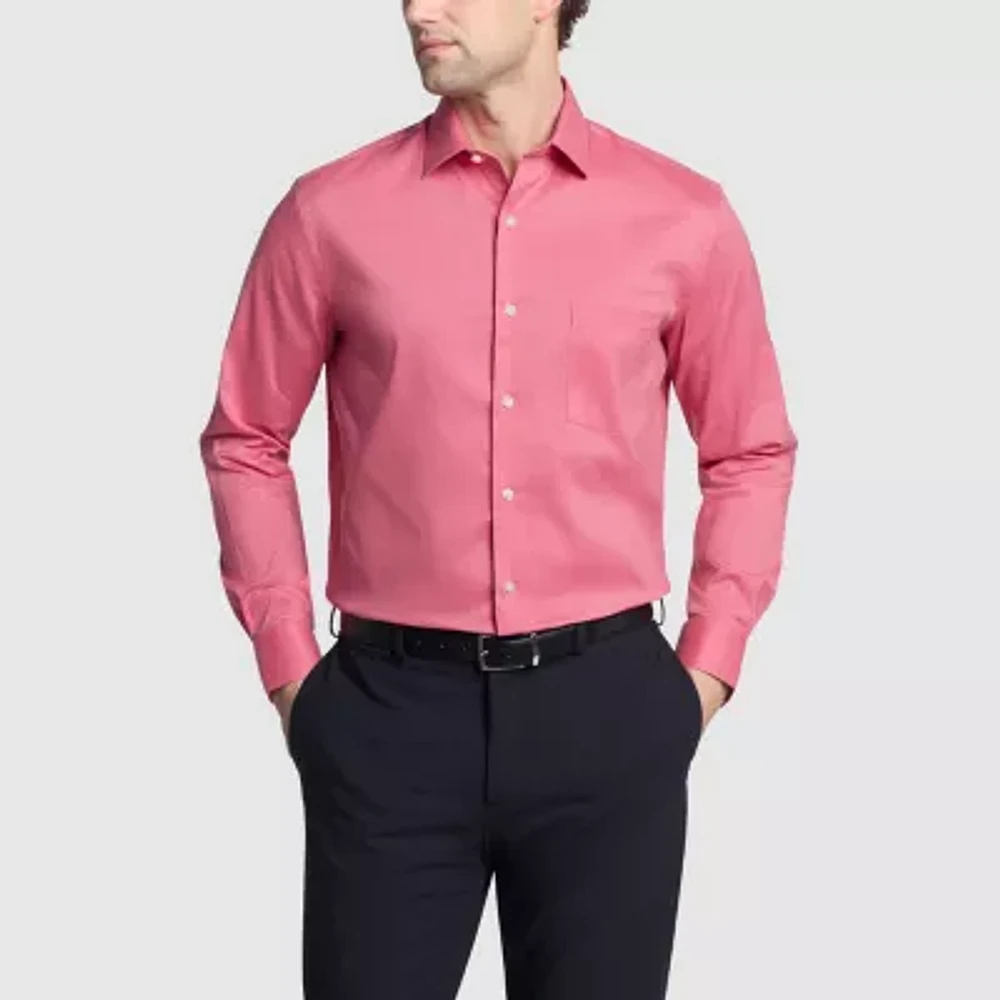 Van Heusen Everyday Defense Mens Regular Fit Stretch Fabric Wrinkle Free Long Sleeve Dress Shirt