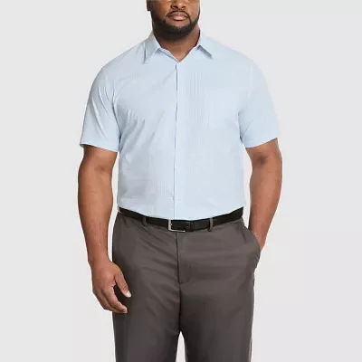 Van Heusen Short Sleeve Poplin Mens Big & Tall Classic Fit Wrinkle Free Plaid Dress Shirt