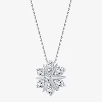 (G Womens 1/2 CT. T.W. Lab Grown White Diamond 10K White Gold Star Pendant Necklaces