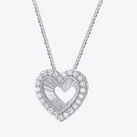 (G,Si2) Womens 1/4 CT. T.W. Lab Grown White Diamond 10K White Gold Heart Pendant Necklace