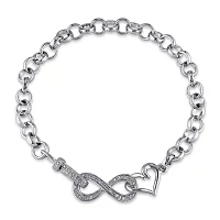 1/10 CT.T.W. Natural Diamond Sterling SIlver Heart & Infinity Bracelet